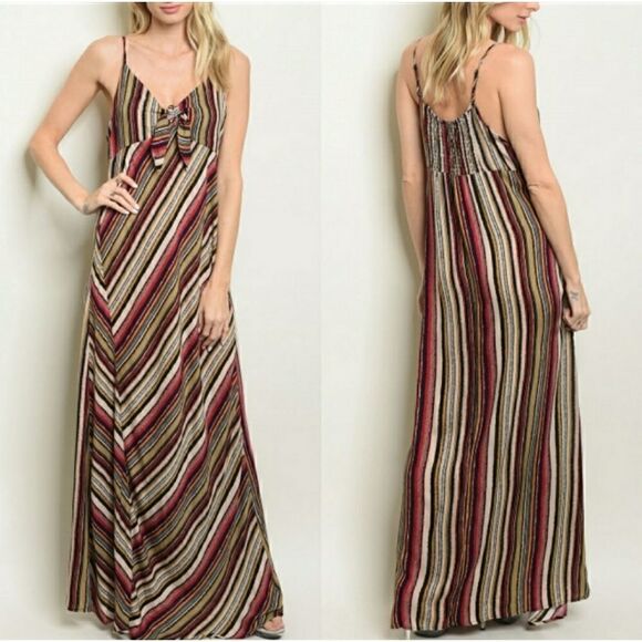Striped Printed Maxi Dress - Picture 1 of 4